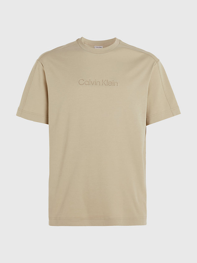 green t-shirt z wytłoczonym logo dla mężczyźni - calvin klein