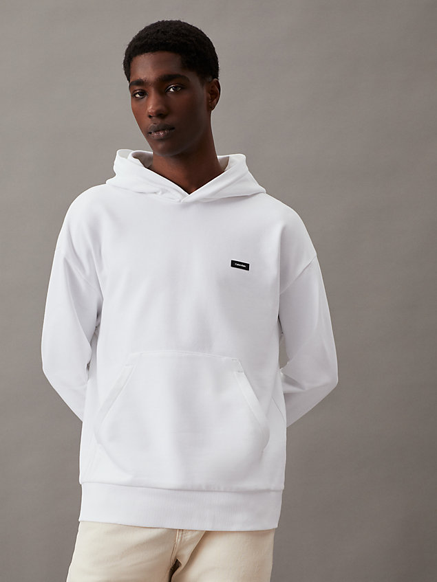white cotton hoodie for men calvin klein