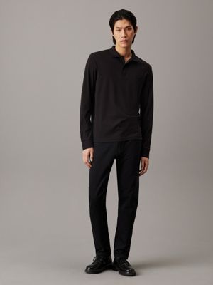 ck black slim long sleeve polo shirt for men calvin klein