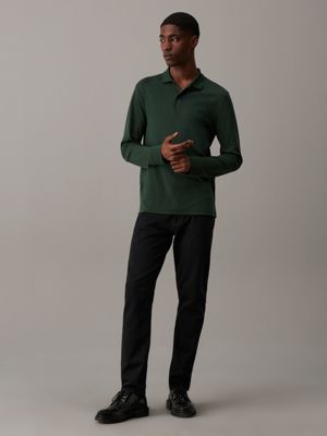 midnight forest slim long sleeve polo shirt for men calvin klein