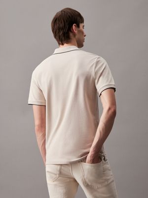 stony beige slim polo shirt for men calvin klein