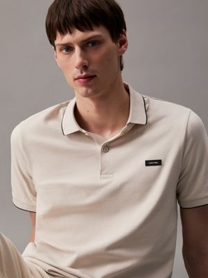 stony beige slim polo shirt for men calvin klein