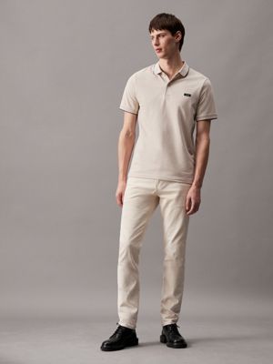 stony beige slim polo shirt for men calvin klein