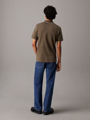 grey slim piqué tipping polo shirt for men calvin klein