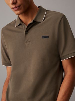 tarmac slim piqué tipping polo shirt for men calvin klein