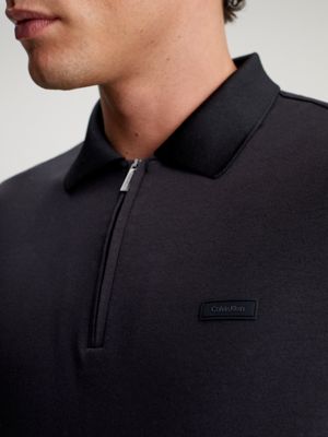 ck black welt zip polo shirt for men calvin klein