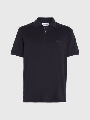 ck black welt zip polo shirt for men calvin klein