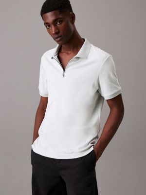 grey welt zip polo shirt for men calvin klein