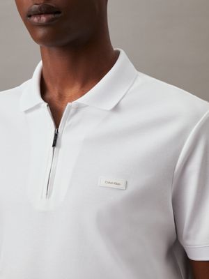 Mens white zip outlet polo