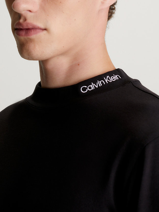 ck black long sleeve mock neck t-shirt for men calvin klein