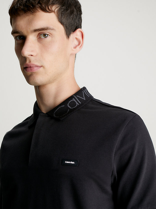 ck black logo collar piqué polo shirt for men calvin klein