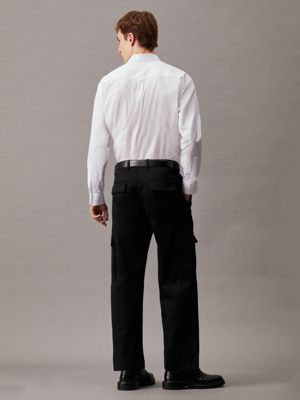 ck black relaxed coolmax cargo trousers for men calvin klein