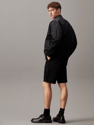 black stretch satin shorts for men calvin klein