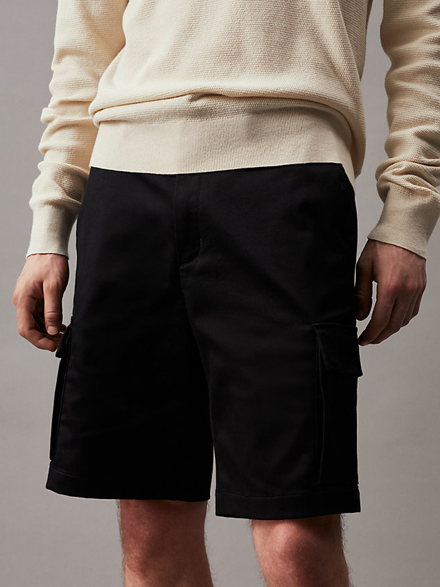 black relaxed coolmax cargo shorts for men calvin klein