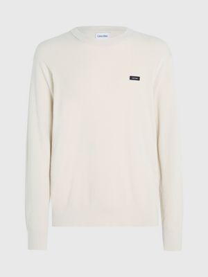 stony beige textured jumper for men calvin klein