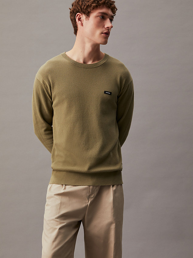 green sweter o wyrazistej fakturze dla mężczyźni - calvin klein