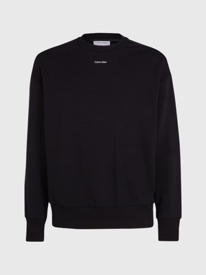 ck black relaxed terry modal sweatshirt for men calvin klein