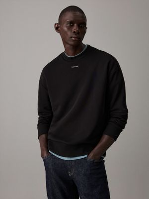 black relaxed modal terry sweatshirt for men calvin klein