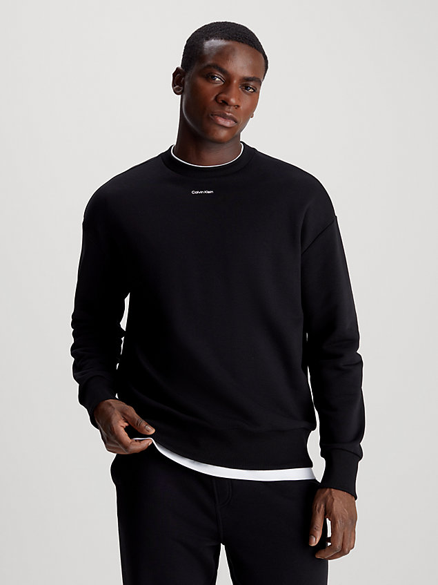 black modal fleece sweatshirt for men calvin klein