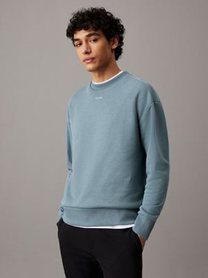 green blue relaxed terry modal sweatshirt for men calvin klein