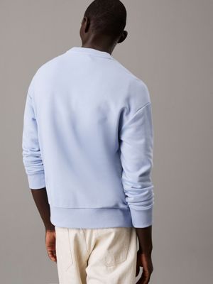 zen blue relaxed modal terry sweatshirt for men calvin klein