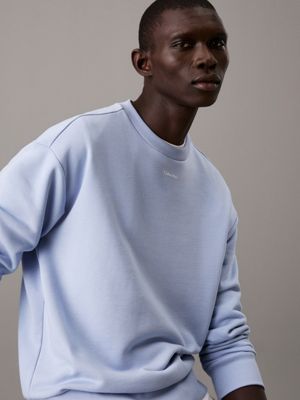 zen blue relaxed modal terry sweatshirt for men calvin klein