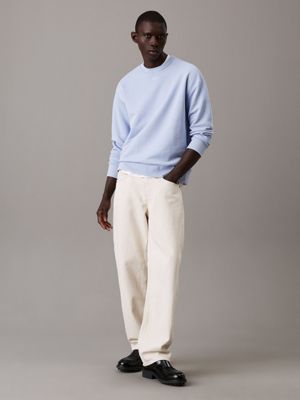 zen blue relaxed modal terry sweatshirt for men calvin klein