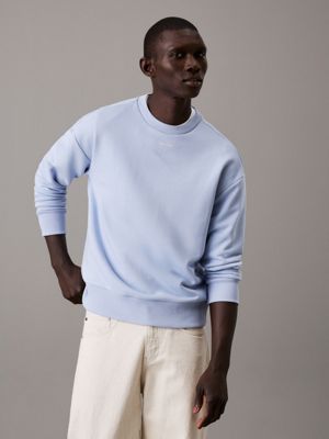 blue relaxed modal terry sweatshirt for men calvin klein