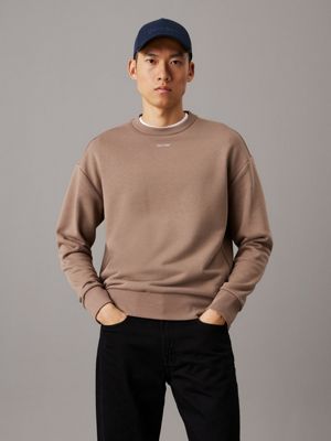 grey relaxed modal terry sweatshirt for men calvin klein