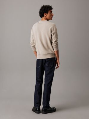 sweat relaxed en modal de tissu éponge khaki pour hommes calvin klein