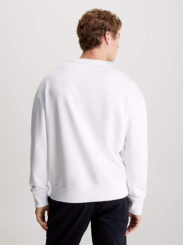 bright white modal fleece sweatshirt for men calvin klein