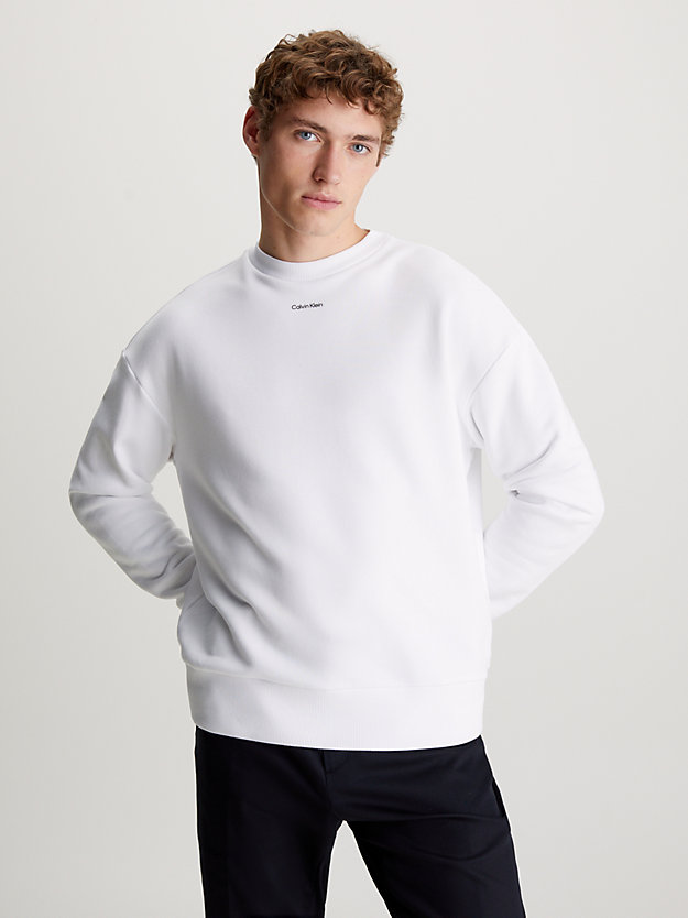 bright white modal fleece sweatshirt for men calvin klein