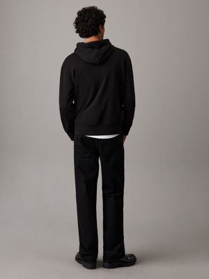 ck black relaxed terry modal hoodie for men calvin klein