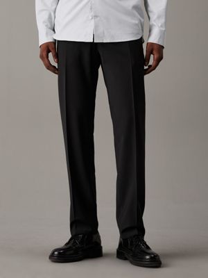 black wool blend suit trousers for men calvin klein