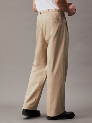 fresh clay relaxed seacell pleated trousers for men calvin klein