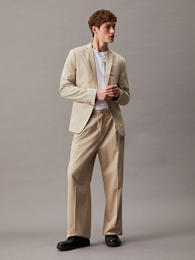 pantalon plissé relaxed en seacell grey pour hommes calvin klein