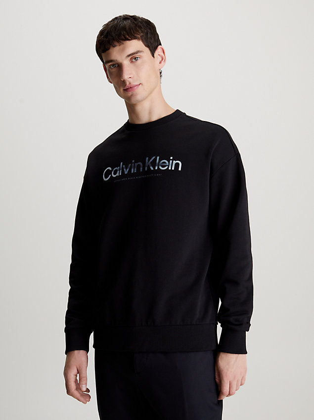 black cotton logo sweatshirt for men calvin klein