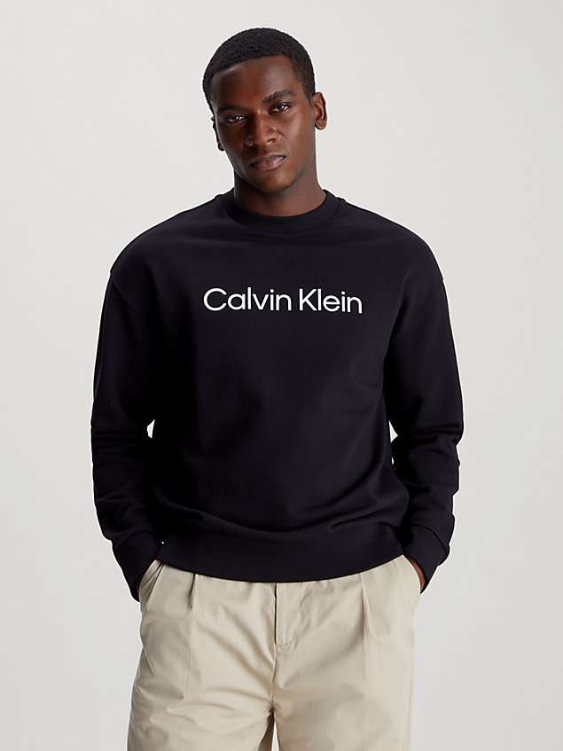 black sweatshirt met logo voor heren - calvin klein