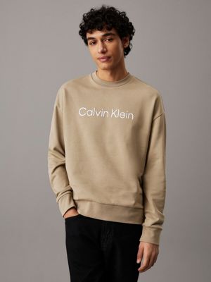 brown relaxed logo sweatshirt for men calvin klein