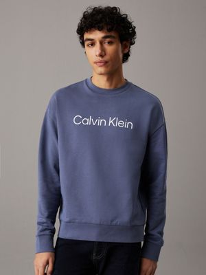 grey relaxed logo sweatshirt for men calvin klein