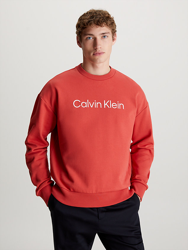 red sweatshirt met logo voor heren - calvin klein