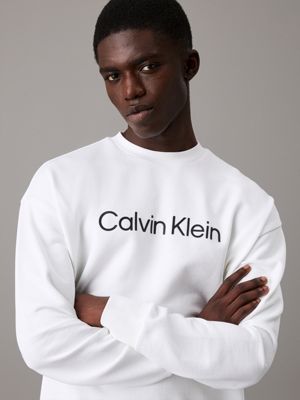 bright white logo sweatshirt for men calvin klein