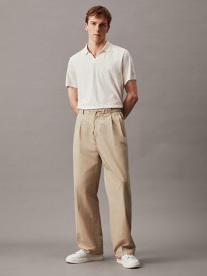 egret cotton linen polo shirt for men calvin klein