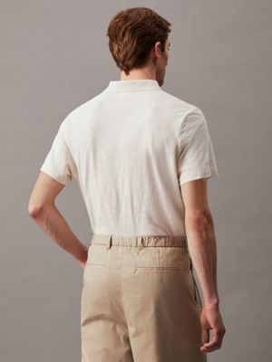 egret cotton linen polo shirt for men calvin klein