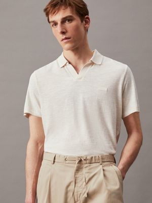 Calvin Klein Two Tone Polo T Shirt Beige