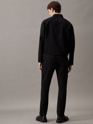 ck black tapered twill cargo trousers for men calvin klein