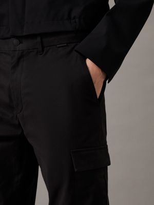 ck black tapered twill cargo trousers for men calvin klein