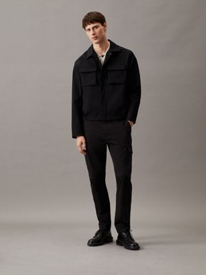 ck black tapered twill cargo trousers for men calvin klein