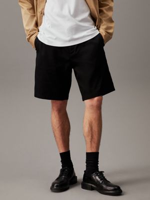 black relaxed lyocell blend shorts for men calvin klein