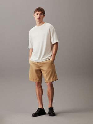 travertine relaxed lyocell blend shorts for men calvin klein